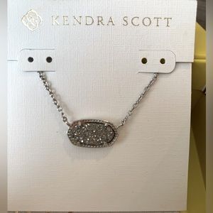 Kendra Scott Elisa Silver Pendant Necklace in Platinum Drusy